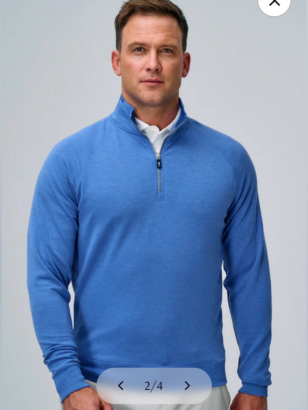 Fairway & Greene Italian Merino Wool Blue Quarter-Zip Sweater